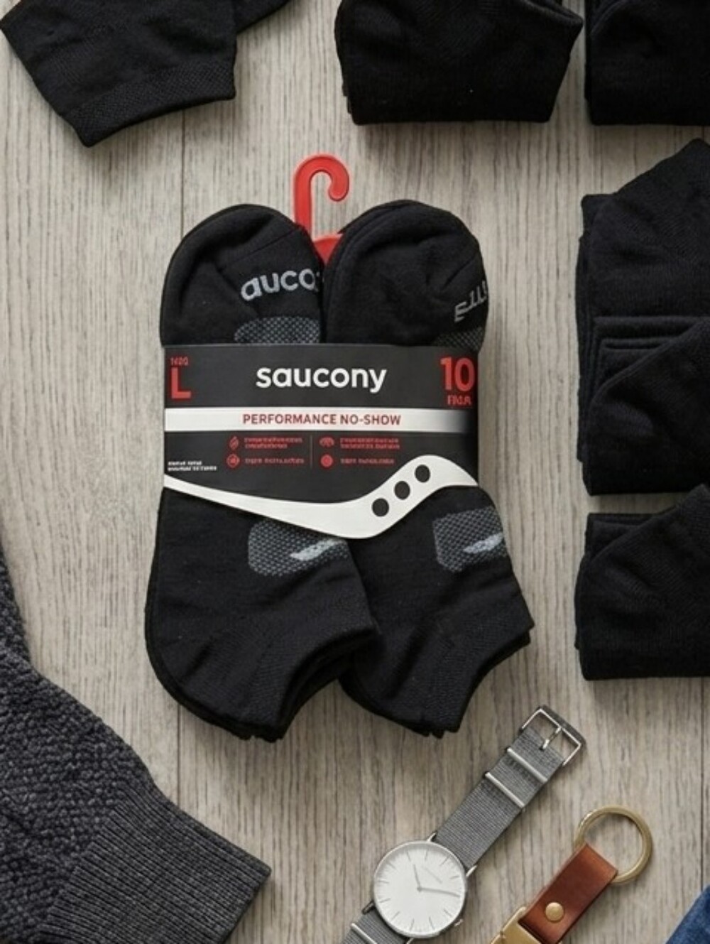 Saucony Black Performance No-Show Socks 10 Pairs